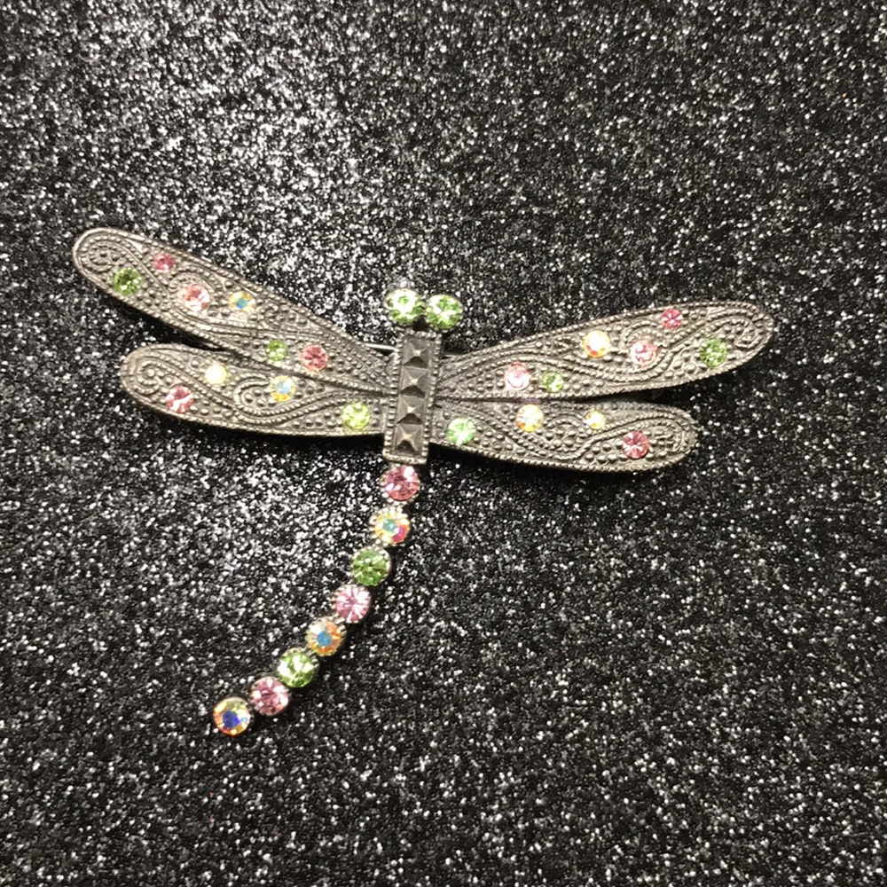 Dragon fly crystal pin